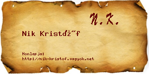 Nik Kristóf névjegykártya